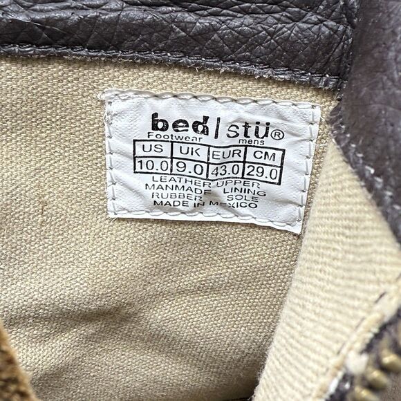 Bed Stu Revolution Boots Mens 10 Brown Distressed Leather Side Zip Ankle Hipster - Picture 12 of 16